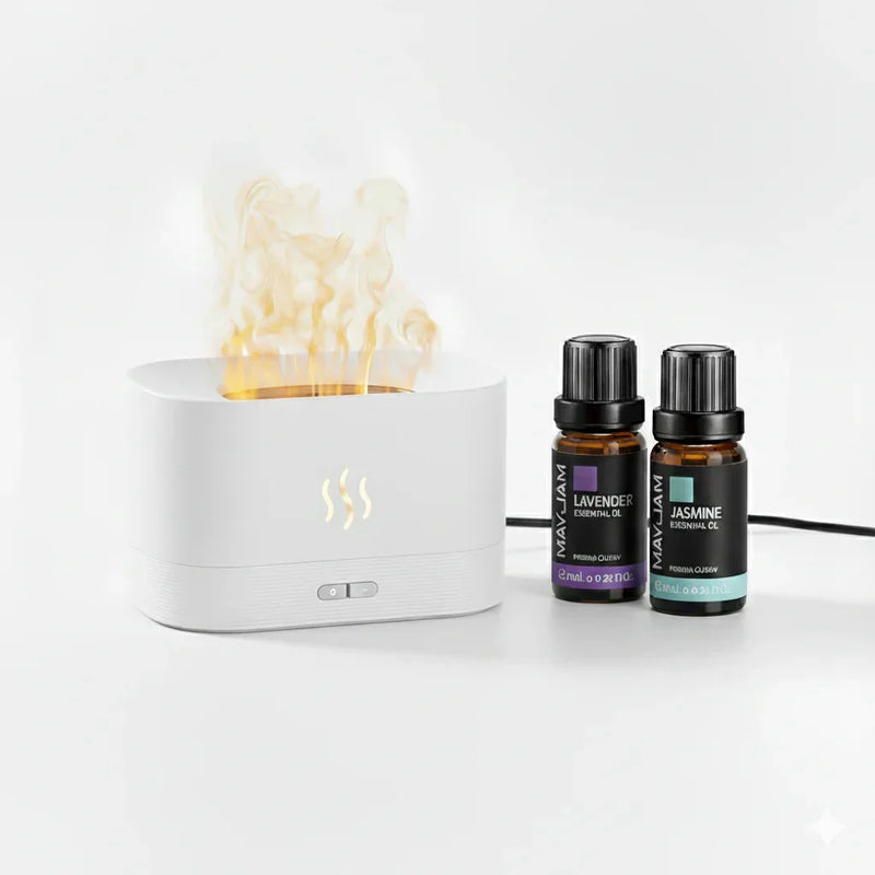 Flame Diffuser + 2 Free Essential Oils – Complete Relaxation Kit