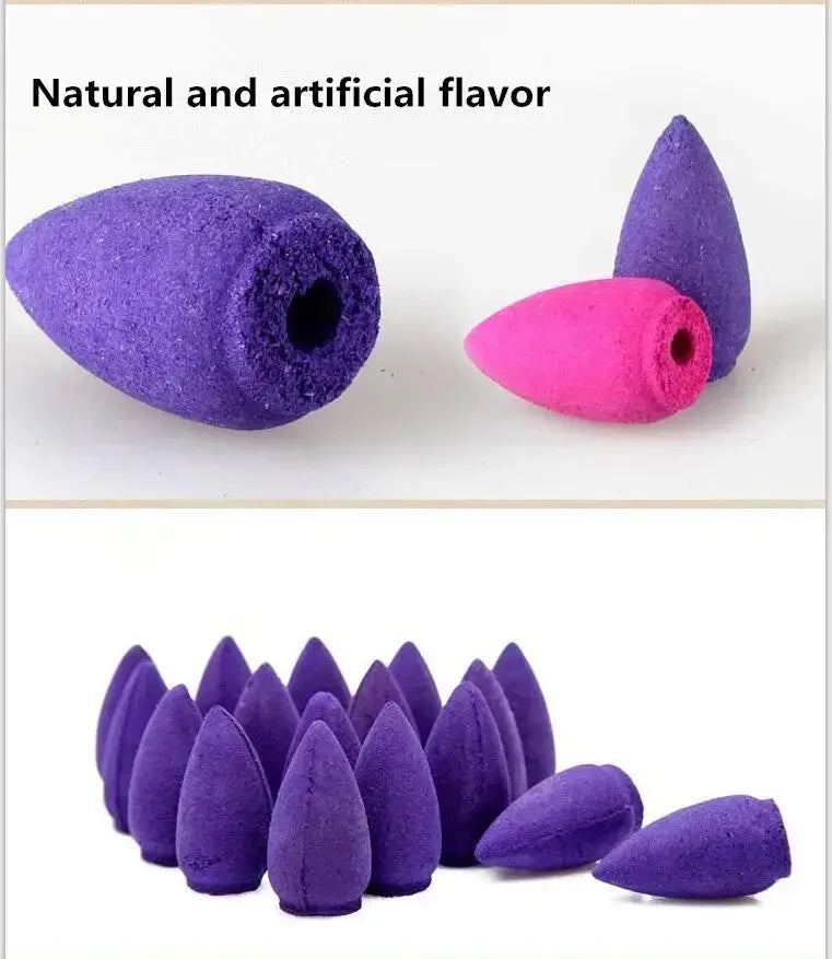 100pcs Natural Backflow Incense Cones – Rose, Jasmine, Lavender, Osmanthus & Sakura Scents