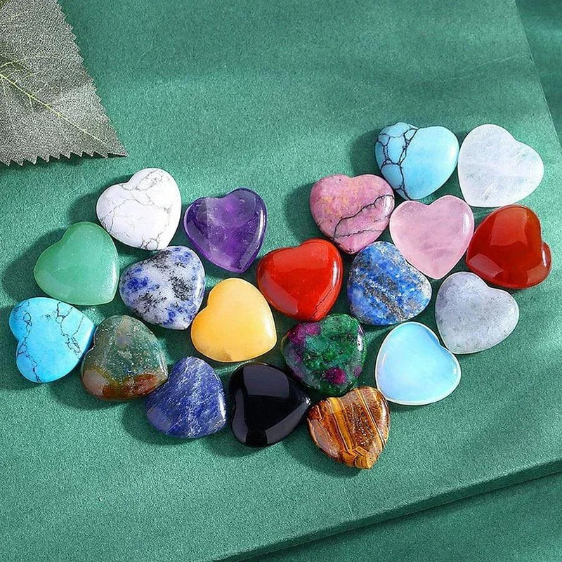 10pcs Heart-Shaped Natural Crystal Stones – Amethyst & Agate for Healing & Décor