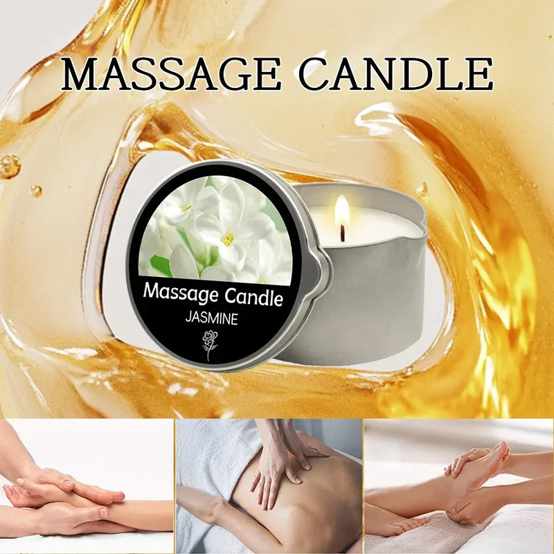 Massage Candle with Essential Oils – 6 Scents, Melts into Warm Sensual Body Oil