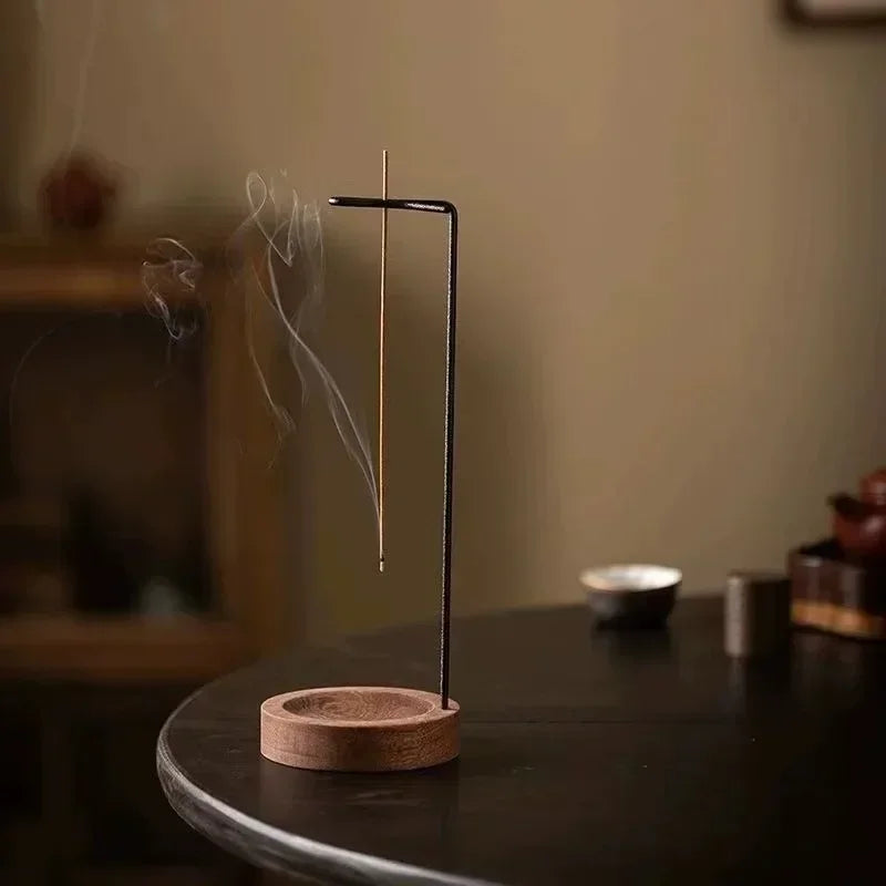 Creative Wooden Incense Burner – Upside Down Stick Holder & Decorative Tray