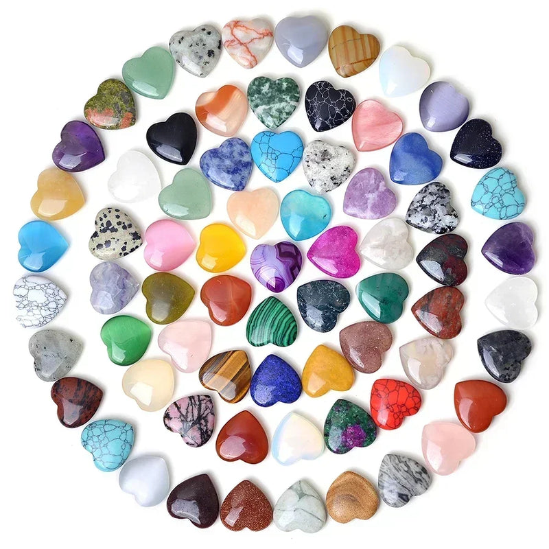 10pcs Heart-Shaped Natural Crystal Stones – Amethyst & Agate for Healing & Décor