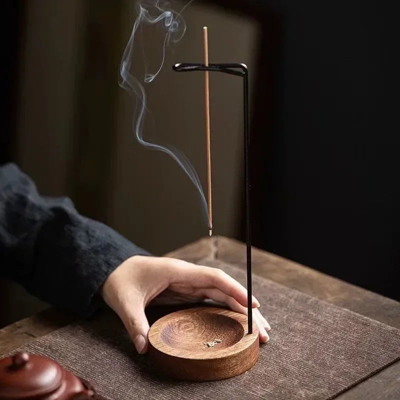 Creative Wooden Incense Burner – Upside Down Stick Holder & Decorative Tray