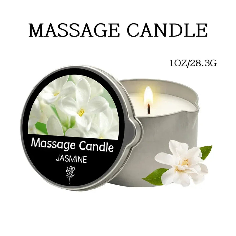 Massage Candle with Essential Oils – 6 Scents, Melts into Warm Sensual Body Oil