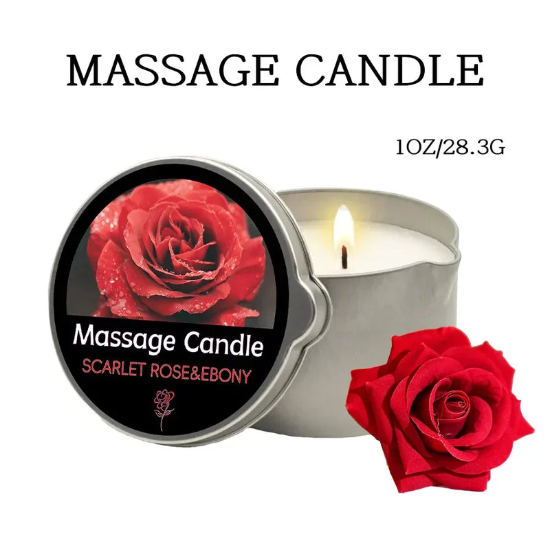 Massage Candle with Essential Oils – 6 Scents, Melts into Warm Sensual Body Oil