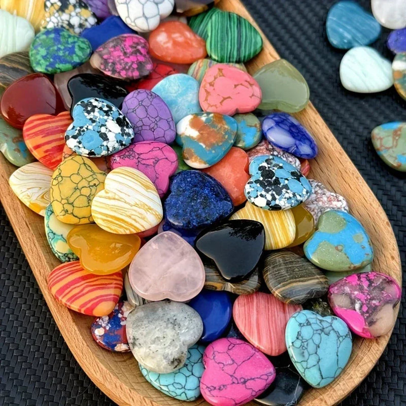 10pcs Heart-Shaped Natural Crystal Stones – Amethyst & Agate for Healing & Décor