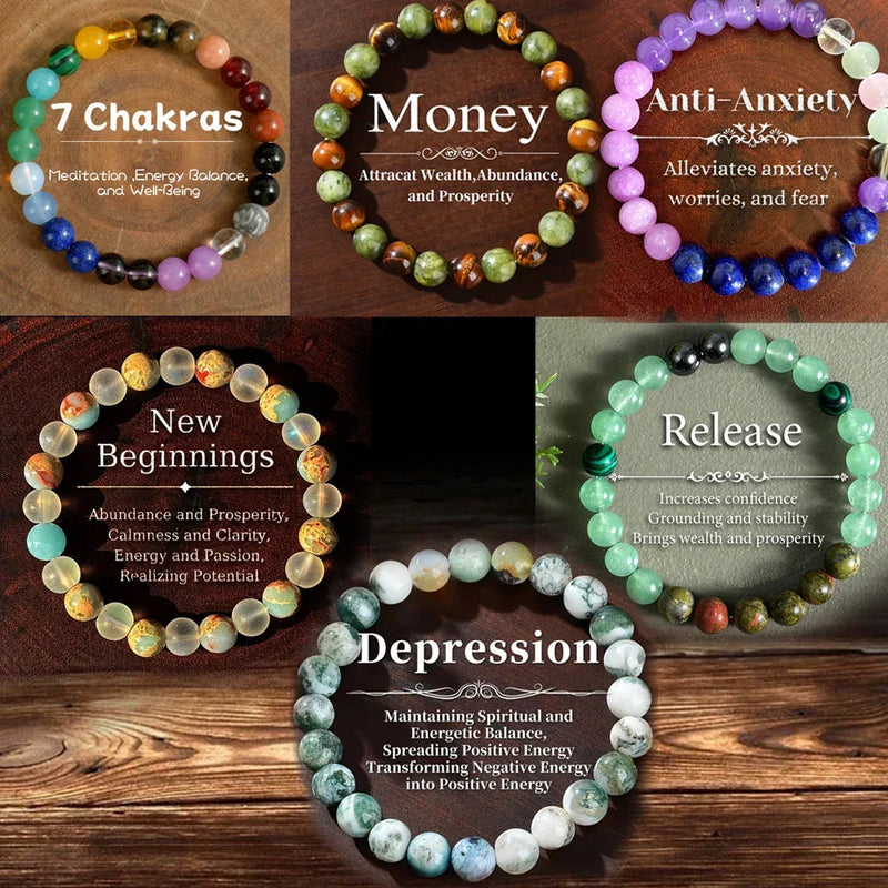 Natural Stone Beaded Bracelet – Anxiety Relief, Protection & Self-Love