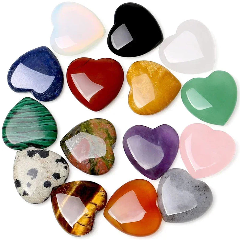 10pcs Heart-Shaped Natural Crystal Stones – Amethyst & Agate for Healing & Décor
