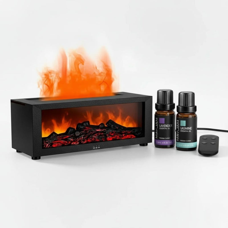 Premium Flame Effect Aromatherapy Diffuser + 2 Free Oils - Transform Your Space